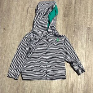 Gymboree Striped Hooded Jacket with Teal Lining 12-18M